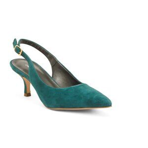 MIRROR Green Slingback Heeled Shoe With Pointy Toe